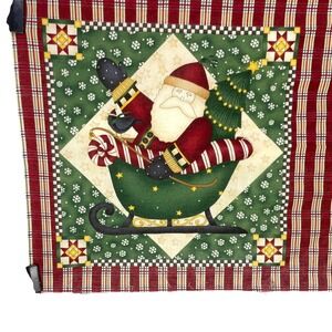VTG Debbie Mumm Christmas Santa Fabric Panel 29x44" Traditional Mumms The Word